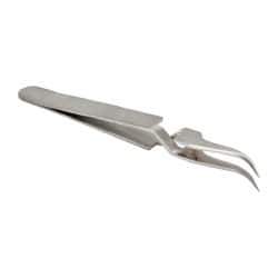 Value Collection - 4-11/32" OAL N7 Reverse Action Tweezers - Curved Fine Point - Exact Industrial Supply