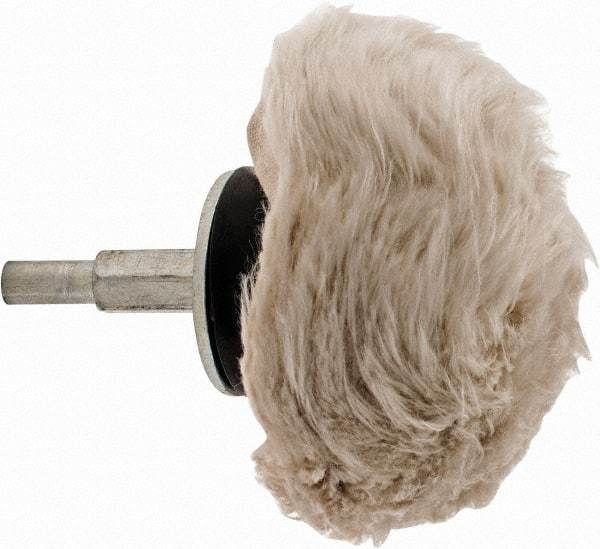 Dico - 3" Diam, 1/4" Shank Diam, Mushroom Shaped Mounted Bob - Medium Density, 2-1/2" Head Length, Wool Felt - Exact Industrial Supply