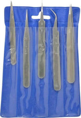 Value Collection - Stainless Steel Tweezer Set - 5 Piece - Exact Industrial Supply