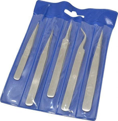 Value Collection - Stainless Steel Tweezer Set - 5 Piece - Exact Industrial Supply