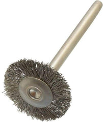 Anderson - 3/4" OD, 1/8" Shank Diam, Crimped Stainless Steel Wheel Brush - 0.005" Filament Diam, 25,000 RPM - Exact Industrial Supply