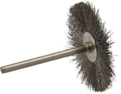 Anderson - 1-1/2" OD, 1/8" Shank Diam, Crimped Stainless Steel Wheel Brush - 0.005" Filament Diam, 25,000 RPM - Exact Industrial Supply