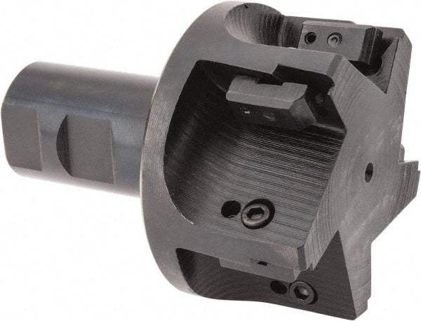 APT - 3" Cut Diam, 0.65" Max Depth of Cut, 1-1/4" Shank Diam, 3-7/8" OAL, Indexable Square Shoulder End Mill - TPC 32..., TPG 32., TPU 32. Inserts, Weldon Shank, 90° Lead Angle, Series Tri-Dex - Exact Industrial Supply