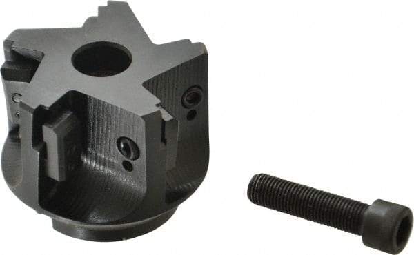 APT - 5 Inserts, 2-1/2" Cut Diam, 3/4" Arbor Diam, 2" Max Depth of Cut, Indexable Square-Shoulder Face Mill - 0/90° Lead Angle, 2" High, TPC 32..., TPG 32., TPU 32. Insert Compatibility, Series EMS - Exact Industrial Supply
