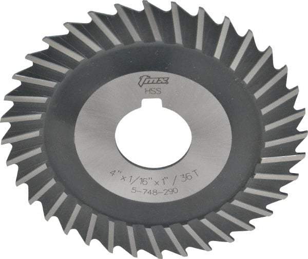 Value Collection - 4" Blade Diam x 1/16" Blade Thickness, 1" Hole, 36 Teeth, High Speed Steel Side Chip Saw - Straight Tooth, Arbor Connection, Uncoated - Exact Industrial Supply