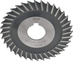 Value Collection - 4" Blade Diam x 1/16" Blade Thickness, 1" Hole, 36 Teeth, High Speed Steel Side Chip Saw - Straight Tooth, Arbor Connection, Uncoated - Exact Industrial Supply