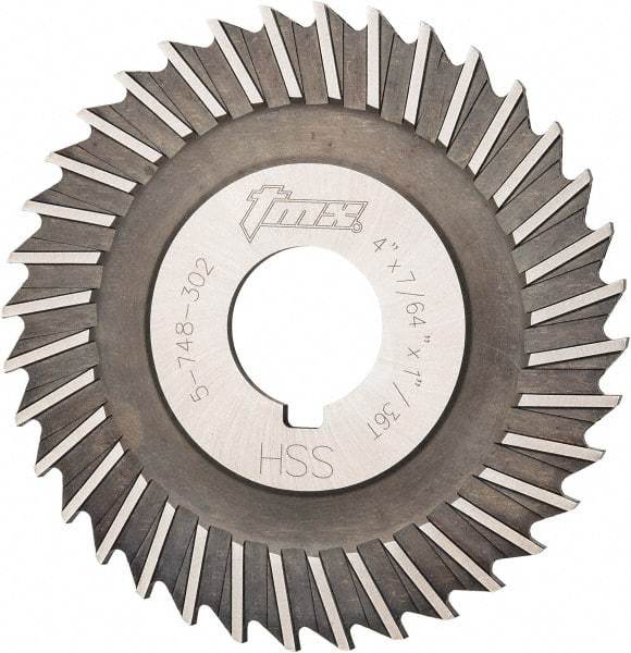 Value Collection - 4" Blade Diam x 7/64" Blade Thickness, 1" Hole, 36 Teeth, High Speed Steel Side Chip Saw - Straight Tooth, Arbor Connection, Uncoated - Exact Industrial Supply