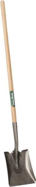 UnionTools - 11-1/2" High x 9-1/2" Wide Square Steel Shovel - 44" Long Wood Straight Handle, Rolled - Exact Industrial Supply