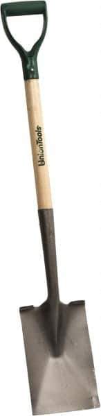 UnionTools - 12" High x 7-1/4" Wide Square Steel Spade - 28" Long Wood D-Grip Handle, Turned - Exact Industrial Supply