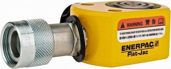 Enerpac - 10 Ton, 0.44" Stroke, 0.98 Cu In Oil Capacity, Portable Hydraulic Flat Body Cylinder - 2.24 Sq In Effective Area, 1.69" Lowered Ht., 2.13" Max Ht., 1.69" Cyl Bore Diam, 1.5" Plunger Rod Diam, 10,000 Max psi - Exact Industrial Supply