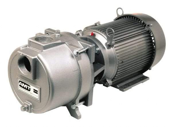 American Machine & Tool - 230 Volt, 16 Amp, 1 Phase, 3 HP, Self Priming Sewage Trash Pump - 56J Frame, 2 Inch Inlet, TEFC Motor, Cast Iron Housing, Stainless Steel Impeller, Buna N Seal - Exact Industrial Supply