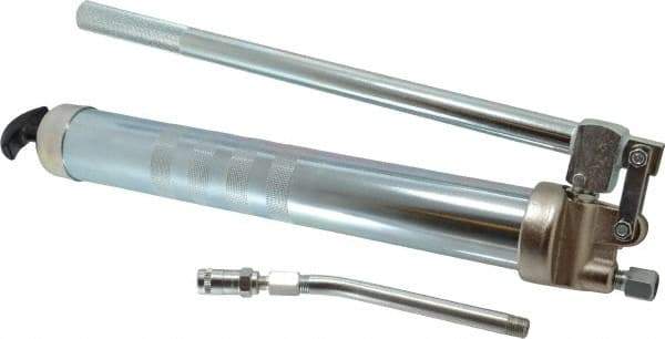 Alemite - 5,000 Max psi, Rigid Lever Grease Gun - 24 oz Capacity, 1/4 Thread Outlet, 10 Strokes per oz, 3-Way, Cartridge, Refill & Suction Fill, Includes Coupler & Loader Fitting - Exact Industrial Supply