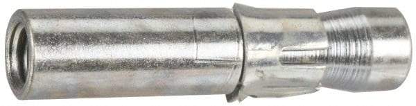Wej-It - 1-1/4" Diam, 1-1/4" Drill, 5" OAL, 1/2" Min Embedment Drop-In Concrete Anchor - 12L14 Steel, Zinc-Plated Finish, Hex Nut Head, Hex Drive, 1-1/2" Thread Length - Exact Industrial Supply
