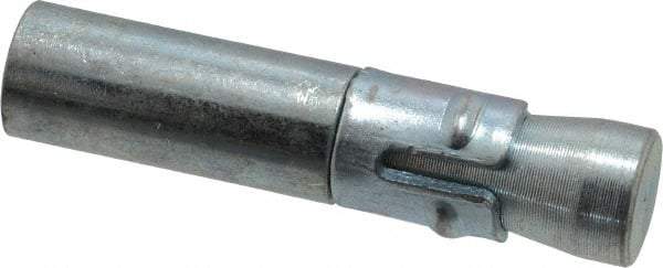 Wej-It - 1/2" Diam, 1/2" Drill, 2-5/16" OAL, 1/2" Min Embedment Drop-In Concrete Anchor - 12L14 Steel, Zinc-Plated Finish, Hex Nut Head, Hex Drive, 1-1/16" Thread Length - Exact Industrial Supply