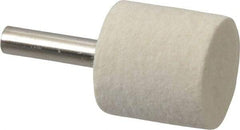 Value Collection - 1" Diam, 1/4" Shank Diam, Cylinder Shaped Mounted Bob - Rock Hard Density, 1" Head Length, Wool Felt - Exact Industrial Supply