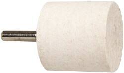 Value Collection - 1-1/2" Diam, 1/4" Shank Diam, Cylinder Shaped Mounted Bob - Hard Density, 1-1/2" Head Length, Wool Felt - Exact Industrial Supply