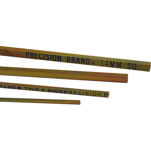 10 mm Square Metric Keystock, Gold Dichromate Finish, 12″ Length - Exact Industrial Supply