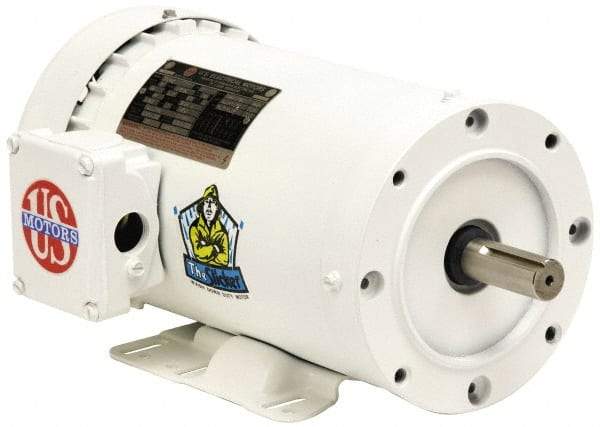 US Motors - 7-1/2 hp, TEFC Enclosure, No Thermal Protection, 1,760 RPM, 208-230/460 Volt, 60 Hz, Three Phase Energy Efficient Motor - Size 213TC Frame, Rigid Mount, 1 Speed, Ball Bearings, 20.1-18.3/9.1 Full Load Amps, F Class Insulation, Reversible - Exact Industrial Supply