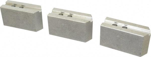 Abbott Workholding Products - 12" & Up Chuck Capacity, 1.5mm x 60° Serrated Attachment, Square Soft Lathe Chuck Jaw - 3 Jaws, Aluminum, 1.1811" Btw Mount Hole Ctrs, 5-1/2" Long x 2" Wide x 3" High, 0.7087" Groove, 0.5512" & 14mm Fastener - Exact Industrial Supply