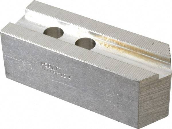 Abbott Workholding Products - 12" & Up Chuck Capacity, 1.5mm x 60° Serrated Attachment, Square Soft Lathe Chuck Jaw - 3 Jaws, Aluminum, 1.1811" Btw Mount Hole Ctrs, 5-1/2" Long x 2" Wide x 2" High, 0.8268" Groove, 0.6299" & 16mm Fastener - Exact Industrial Supply