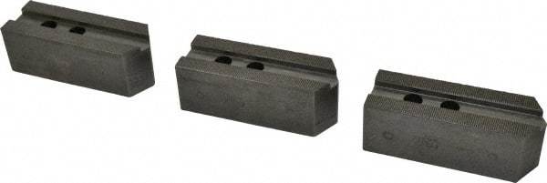 Abbott Workholding Products - 12" & Up Chuck Capacity, 1.5mm x 60° Serrated Attachment, Square Soft Lathe Chuck Jaw - 3 Jaws, Steel, 1.1811" Btw Mount Hole Ctrs, 5-1/2" Long x 2" Wide x 2" High, 0.7087" Groove, 0.5512" & 14mm Fastener - Exact Industrial Supply