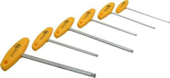 Wiha - 6 Piece T-Handle Ball End Hex Key Set - Hex Range 5/32 to 3/8", Chrome Vanadium Molybdenum - Exact Industrial Supply