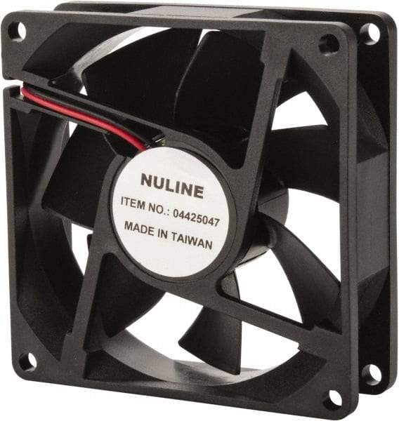 Value Collection - 24 Volts, DC, 37.5 CFM, Square Tube Axial Fan - 0.13 Amp Rating, 2,700 to 3,000 RPM, 3.15" High x 3.15" Wide x 1" Deep - Exact Industrial Supply