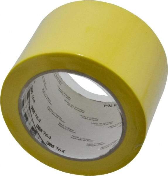 3M - Yellow Solid Color Vinyl Tape - 3" Wide x 108' Long x 0.005" Thick, General Traffic - Exact Industrial Supply