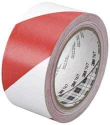 3M - Red & White Striped Vinyl Tape - 2" Wide x 108' Long x 0.005" Thick, General Traffic - Exact Industrial Supply