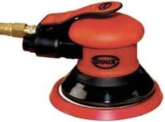 Sioux Tools - 12,000 OPM, 13 CFM Air Consumption, Palm Air Orbital Sander - Round Pad, 1/4 NPT Inlet - Exact Industrial Supply