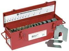Precision Brand - 20 Piece, 4 Inch Long x 4 Inch Wide x 0.01 Inch Thick, Slotted Shim Stock - Stainless Steel, 1-1/4 Inch Wide Slot - Exact Industrial Supply