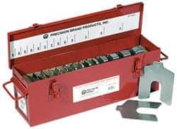 Precision Brand - 80 Piece, 5 Inch Long x 5 Inch Wide x 0.001 to 0.075 Inch Thick, Assortment Slotted Shim Stock - Stainless Steel, 0.001 to 0.075 Inch Thick, 1-5/8 Inch Wide Slot - Exact Industrial Supply