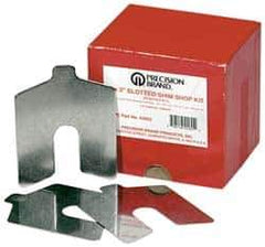 Precision Brand - 80 Piece, 3 Inch Long x 3 Inch Wide x 0.001 to 0.075 Inch Thick, Assortment Slotted Shim Stock - Stainless Steel, 0.001 to 0.075 Inch Thick, 3/4 Inch Wide Slot - Exact Industrial Supply