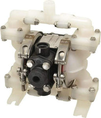 SandPIPER - 1/4" NPT, Nonmetallic, Air Operated Diaphragm Pump - Santoprene Diaphragm, Kynar Housing - Exact Industrial Supply