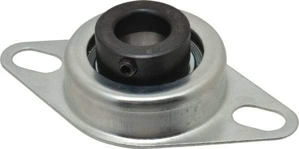 Value Collection - 3/4" ID, 1.2205" OAL x 4-1/2" OAH 2-Bolt Flange - 1,650 Lb Static Cap, 2,830 Lb Dyn Cap, 3-3/8" Btw Mnt Hole Ctrs, Stamped Steel Rubber Mount - Exact Industrial Supply