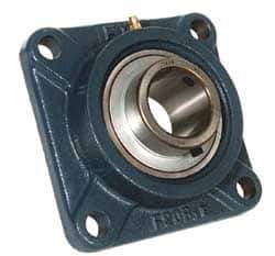 Value Collection - 5/8" ID, 3-3/8" OAW x 3-3/8" OAL x 3-3/8" OAH 4-Bolt High Temperature Flange Bearing - 1,650 Lb Static Cap, 2,830 Lb Dyn Cap, 2-1/2" Btw Mnt Hole Ctrs, 19/32" Base-to-Ctr Ht, Cast Iron - Exact Industrial Supply