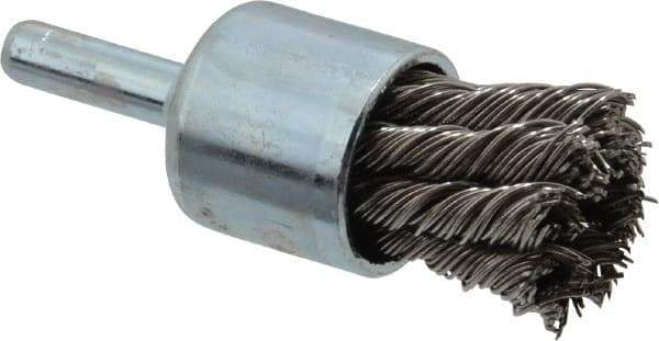 Anderson - 3/4" Brush Diam, Knotted, End Brush - 1/4" Diam Shank, 22,000 Max RPM - Exact Industrial Supply