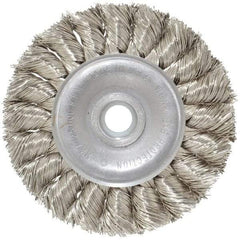 Anderson - 3" OD, 1/2" Arbor Hole, Knotted Stainless Steel Wheel Brush - 3/8" Face Width, 5/8" Trim Length, 0.014" Filament Diam, 25,000 RPM - Exact Industrial Supply