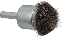 Anderson - 1-1/4" Brush Diam, Crimped, Flared End Brush - 1/4" Diam Shank, 20,000 Max RPM - Exact Industrial Supply