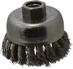 Anderson - 2-3/4" Diam, 5/8-11 Threaded Arbor, Stainless Steel Fill Cup Brush - 0.02 Wire Diam, 3/4" Trim Length, 14,000 Max RPM - Exact Industrial Supply