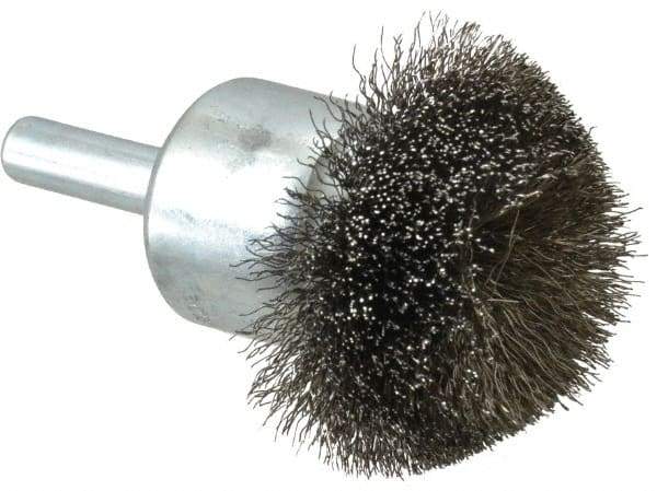 Anderson - 1-1/2" Brush Diam, Crimped, Flared End Brush - 1/4" Diam Shank, 20,000 Max RPM - Exact Industrial Supply