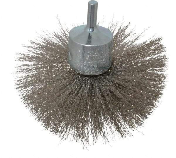 Anderson - 4" Brush Diam, Crimped, Flared End Brush - 1/4" Diam Shank, 15,000 Max RPM - Exact Industrial Supply