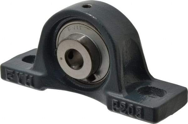 Value Collection - 1/2" ID, 2-3/8" OAW x 5" OAL x 2-3/8" OAH High Temperature Ball Bearing Pillow Block - 1,650 Lb Static Cap, 2,830 Lb Dyn Cap, 3-3/4" Btw Mnt Hole Ctrs, 1-3/16" Base-to-Ctr Ht, Cast Iron - Exact Industrial Supply