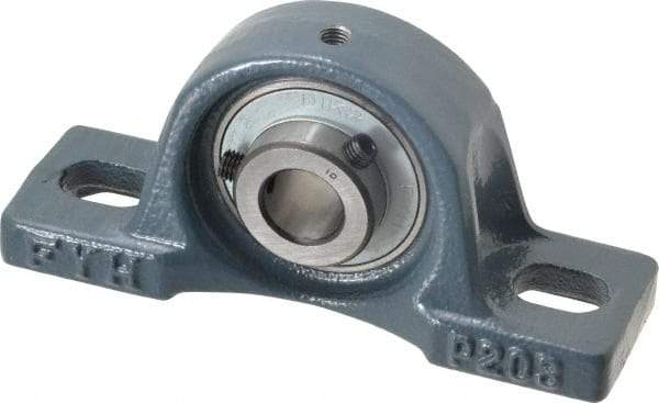 Value Collection - 5/8" ID, 2-3/8" OAW x 5" OAL x 2-3/8" OAH High Temperature Ball Bearing Pillow Block - 1,650 Lb Static Cap, 2,830 Lb Dyn Cap, 3-3/4" Btw Mnt Hole Ctrs, 1-3/16" Base-to-Ctr Ht, Cast Iron - Exact Industrial Supply