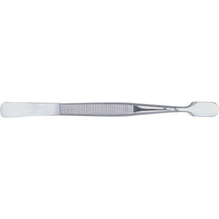 4 1/2″ Flat Rounded Spade Point Tweezers - Exact Industrial Supply