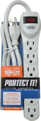 Tripp-Lite - 6 Outlets, 120 Volts, 15 Amps, 2' Cord, Power Outlet Strip - Free Hanging, Keyhole Mount, 5-15P NEMA Configuration, 23.98" Strip, UL1449 3rd Edition - Exact Industrial Supply