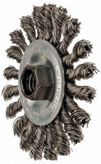 Anderson - 4" OD, 5/8-11 Arbor Hole, Knotted Stainless Steel Wheel Brush - 3/8" Face Width, 1" Trim Length, 0.02" Filament Diam, 20,000 RPM - Exact Industrial Supply