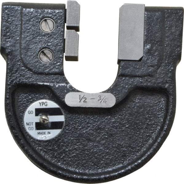 YPG - 1/2 to 3/4 Inch, Cast Iron 2x Frame Snap Gage - 0.0001 Inch Graduation, Hardened Tool Steel Anvil - Exact Industrial Supply