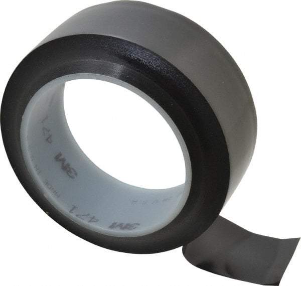 3M - Black Solid Color Vinyl Tape - 1-1/2" Wide x 108' Long x 5.2 mil Thick, General Traffic - Exact Industrial Supply