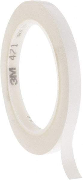 3M - White Solid Color Vinyl Tape - 3/8" Wide x 108' Long x 5.2 mil Thick, General Traffic - Exact Industrial Supply